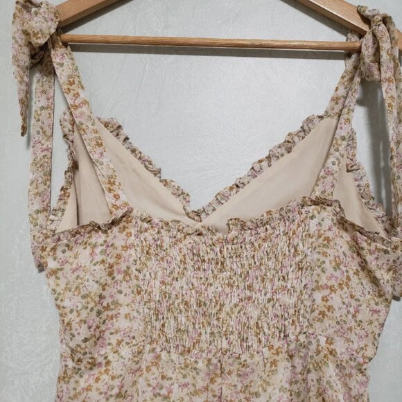 Storia - Sand Floral print Ruffle Tie Strap Romper Size‎ M - Picture 9 of 9